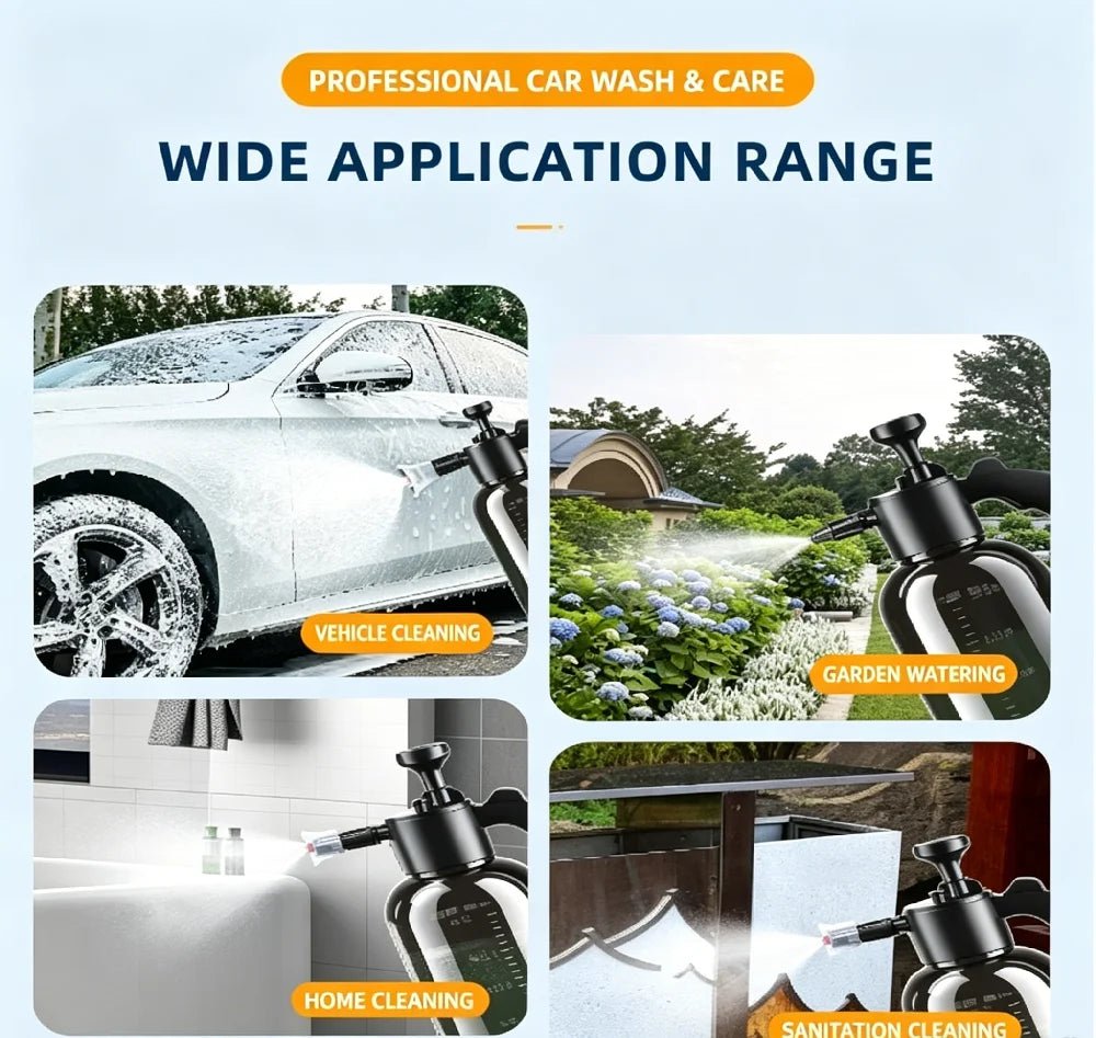 2L Pressurized Foam Sprayer – 2 Nozzles for Car & Garden Cleaning - Smiles shop