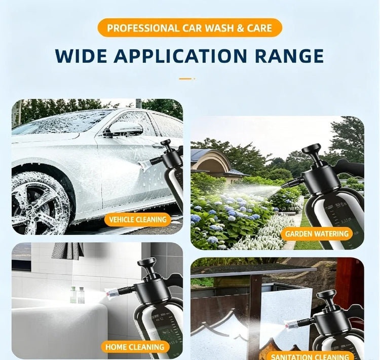 2L Pressurized Foam Sprayer – 2 Nozzles for Car & Garden Cleaning - Smiles shop