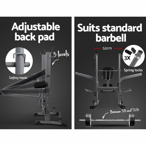 Banc de Musculation Multistation Everfit 7-en-1 – 200kg, Acier, Inclinable, Extensions Jambes - Smiles shop