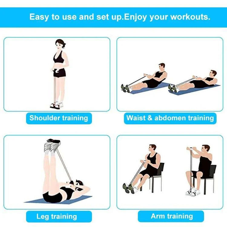 Bandes de Résistance avec Pédale – Kit Fitness Complet 4 Tubes - Smiles shop