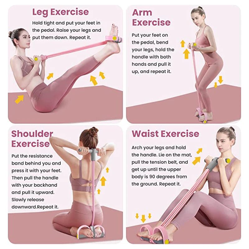 Bandes de Résistance avec Pédale – Kit Fitness Complet 4 Tubes - Smiles shop