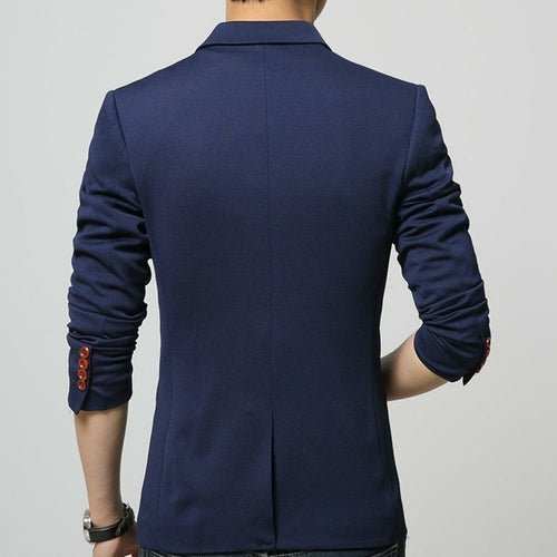 Blazer Homme Slim Fit 1 Bouton – Coton Mélangé, Marine & Noir, Style Casual Chic - Smiles shop