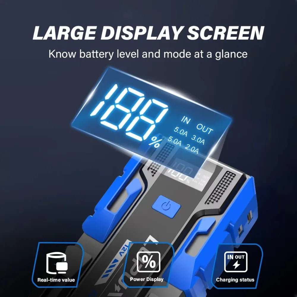 Booster Batterie Voiture 3000A 12V – Power Bank 8000mAh & Affichage LCD - Smiles shop