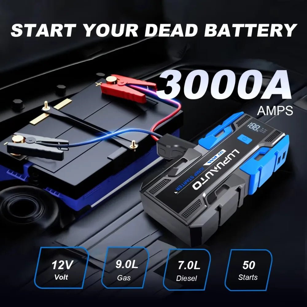 Booster Batterie Voiture 3000A 12V – Power Bank 8000mAh & Affichage LCD - Smiles shop