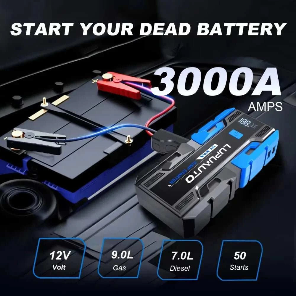 Booster Batterie Voiture 3000A 12V – Power Bank 8000mAh & Affichage LCD - Smiles shop