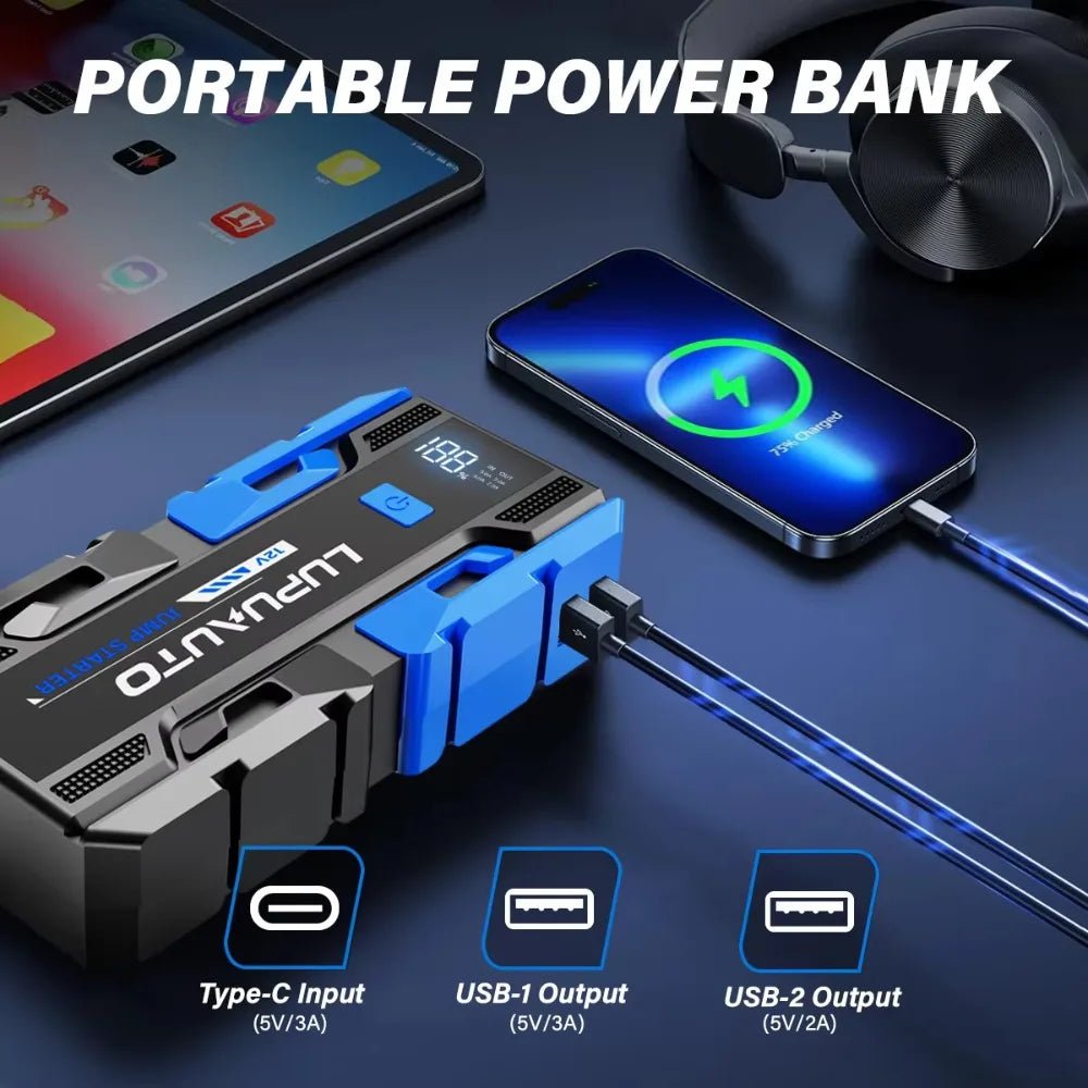 Booster Batterie Voiture 3000A 12V – Power Bank 8000mAh & Affichage LCD - Smiles shop
