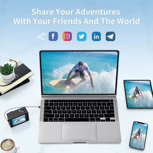 Caméra Action 4K UHD WiFi – Étanche 30m, Stabilisateur Gyro, Télécommande RF & Accessoires - Smiles shop