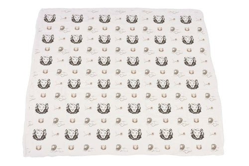 Couverture Bébé 4 Couches Mousseline Bambou – Lion, Rhino & Éléphant, 120x120cm, Douce & Respirante - Smiles shop