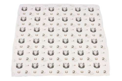 Couverture Bébé 4 Couches Mousseline Bambou – Lion, Rhino & Éléphant, 120x120cm, Douce & Respirante - Smiles shop