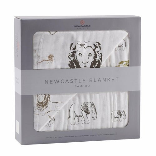 Couverture Bébé 4 Couches Mousseline Bambou – Lion, Rhino & Éléphant, 120x120cm, Douce & Respirante - Smiles shop