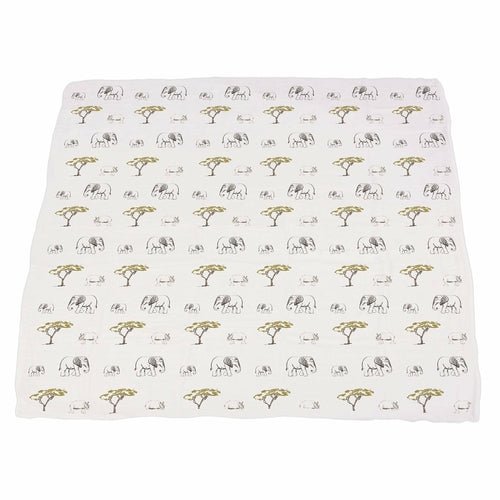 Couverture Bébé 4 Couches Mousseline Bambou – Lion, Rhino & Éléphant, 120x120cm, Douce & Respirante - Smiles shop