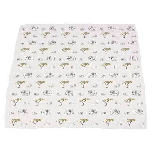 Couverture Bébé 4 Couches Mousseline Bambou – Lion, Rhino & Éléphant, 120x120cm, Douce & Respirante - Smiles shop