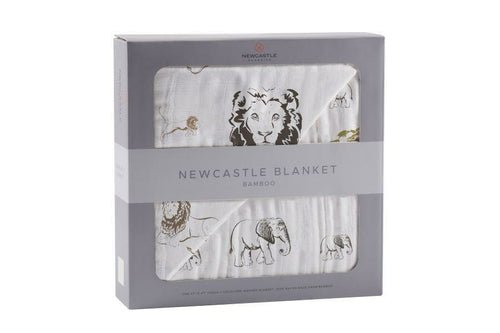 Couverture Bébé 4 Couches Mousseline Bambou – Lion, Rhino & Éléphant, 120x120cm, Douce & Respirante - Smiles shop