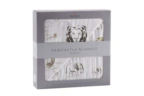 Couverture Bébé 4 Couches Mousseline Bambou – Lion, Rhino & Éléphant, 120x120cm, Douce & Respirante - Smiles shop