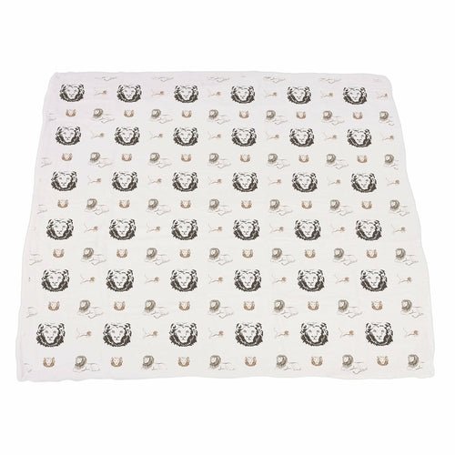 Couverture Bébé 4 Couches Mousseline Bambou – Lion, Rhino & Éléphant, 120x120cm, Douce & Respirante - Smiles shop