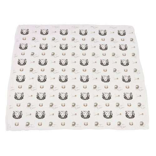 Couverture Bébé 4 Couches Mousseline Bambou – Lion, Rhino & Éléphant, 120x120cm, Douce & Respirante - Smiles shop
