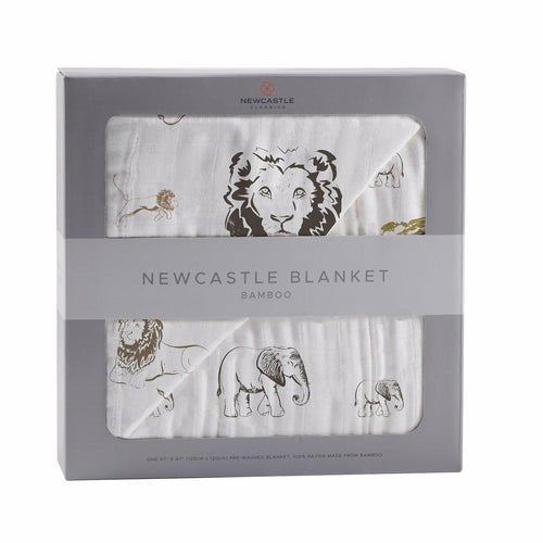 Couverture Bébé 4 Couches Mousseline Bambou – Lion, Rhino & Éléphant, 120x120cm, Douce & Respirante - Smiles shop