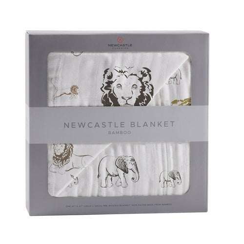 Couverture Bébé 4 Couches Mousseline Bambou – Lion, Rhino & Éléphant, 120x120cm, Douce & Respirante - Smiles shop