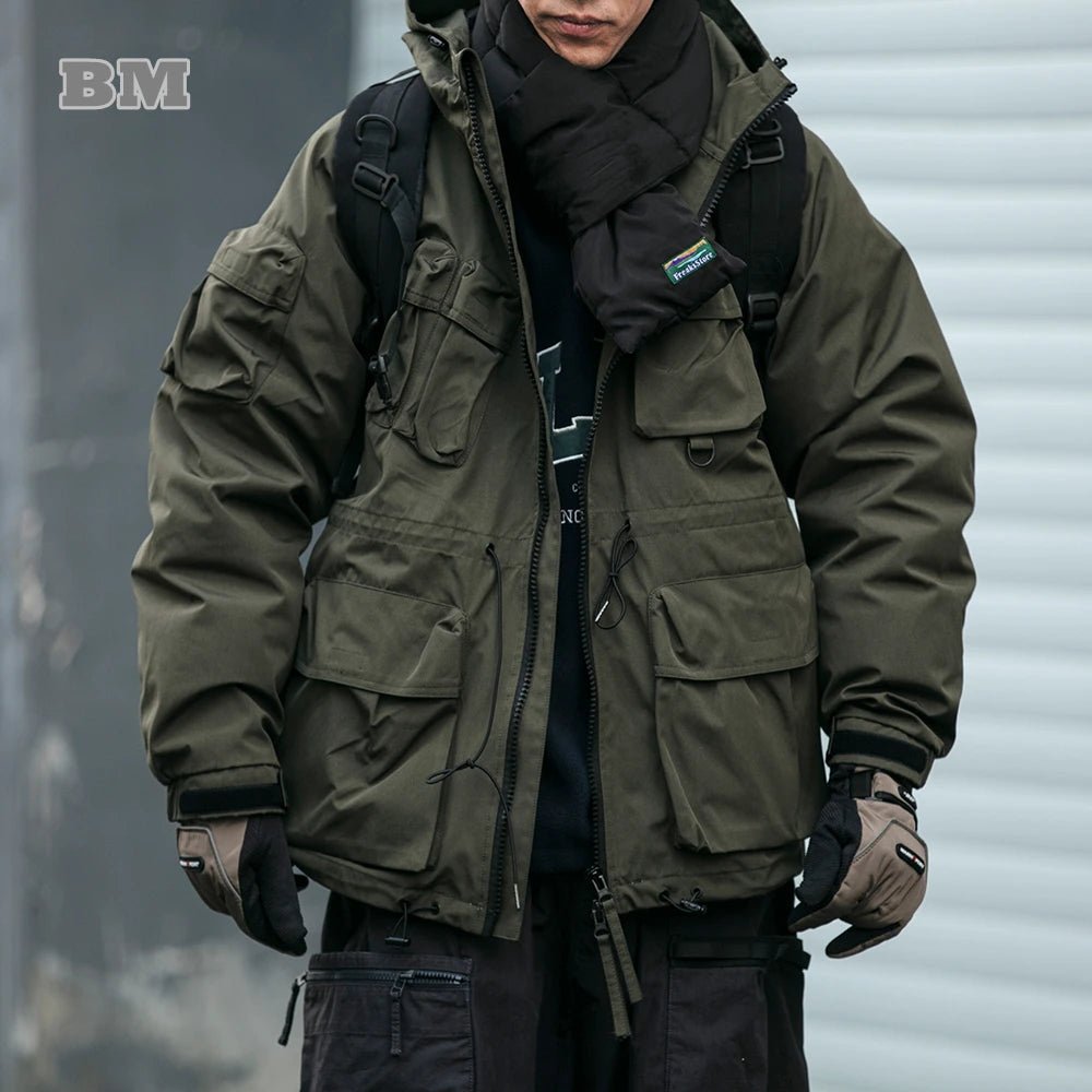 Doudoune Cargo Homme 90% Duvet – Capuche, Coupe-Vent & Style Harajuku Hiver - Smiles shop