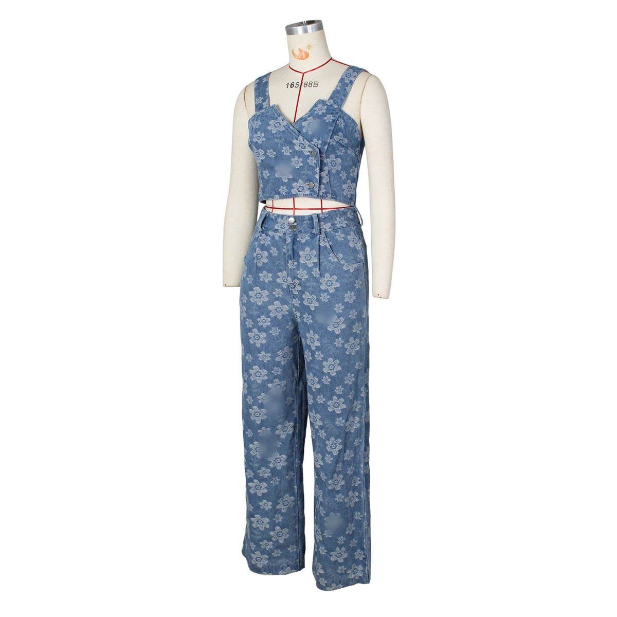 Ensemble 2 Pièces Femme – Top & Jean Floral Taille Haute - Smiles shop