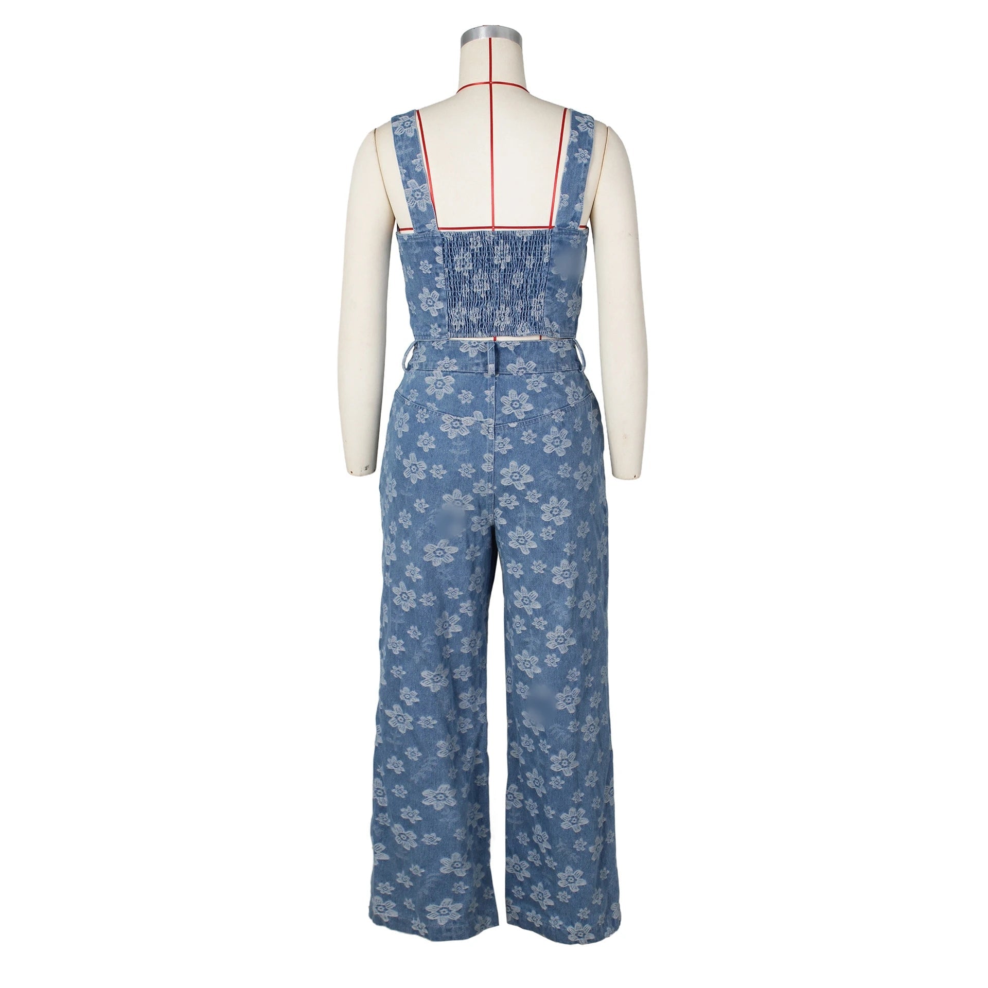 Ensemble 2 Pièces Femme – Top & Jean Floral Taille Haute - Smiles shop