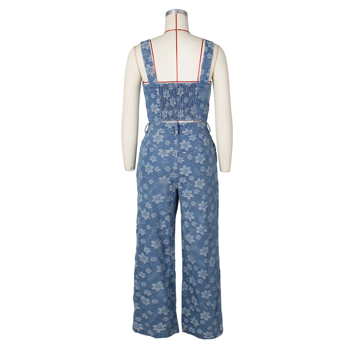 Ensemble 2 Pièces Femme – Top & Jean Floral Taille Haute - Smiles shop