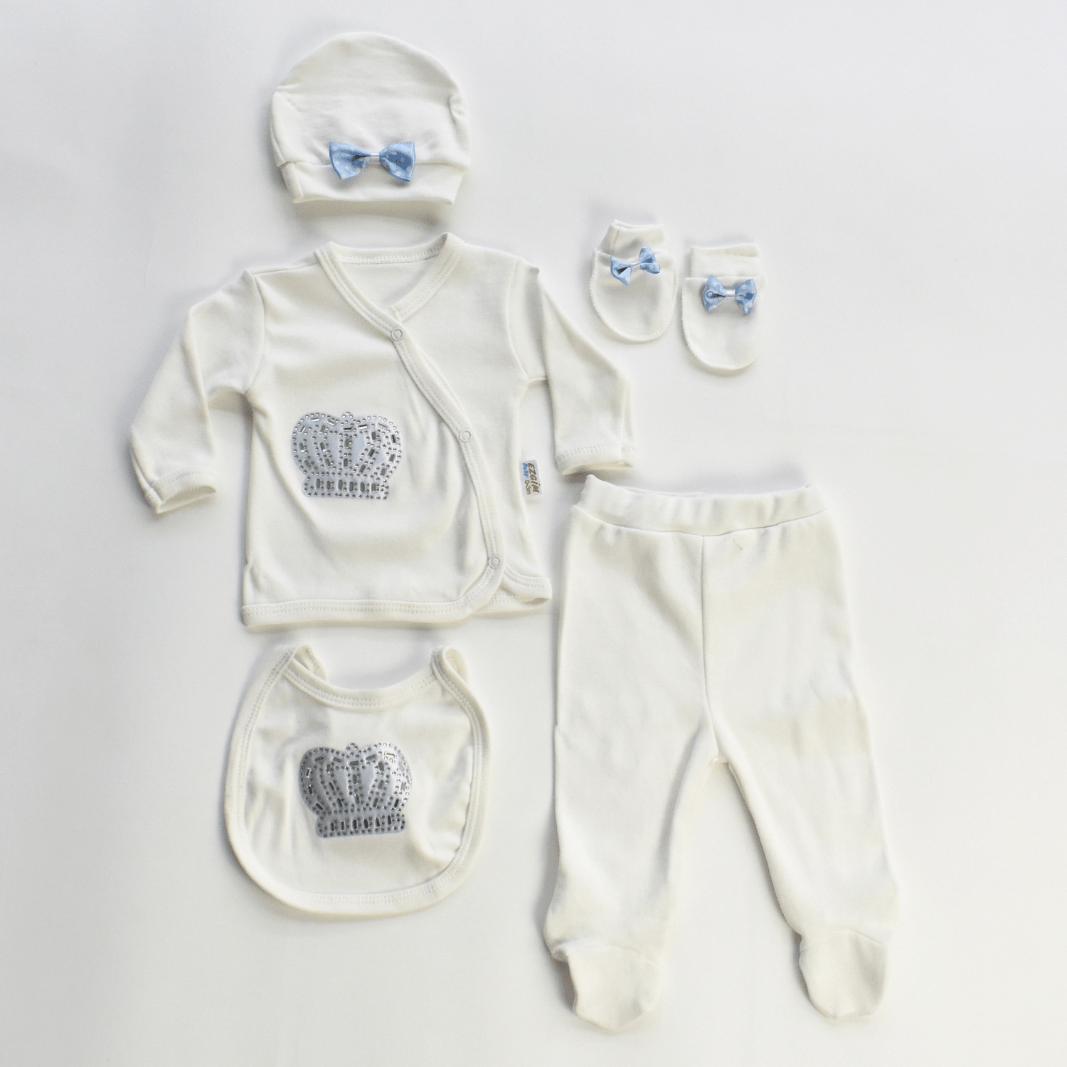 Ensemble Pyjama Bébé 5 Pièces "Sweet King" – 100% Coton, Thème Royal & Nouveau-Né - Smiles shop