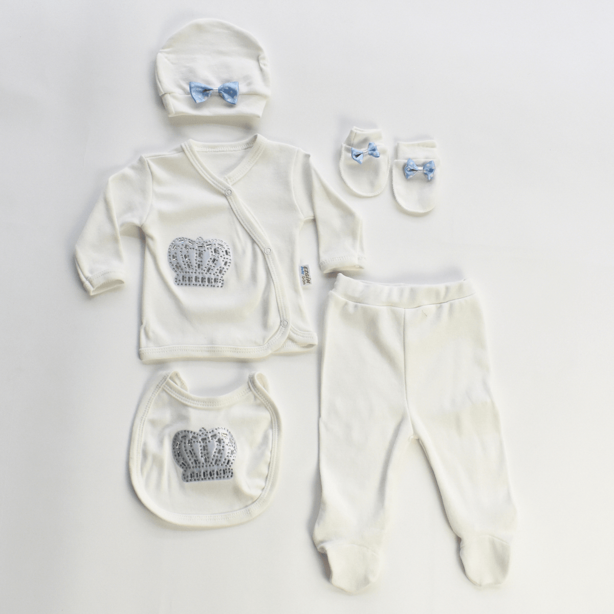 Ensemble Pyjama Bébé 5 Pièces "Sweet King" – 100% Coton, Thème Royal & Nouveau-Né - Smiles shop