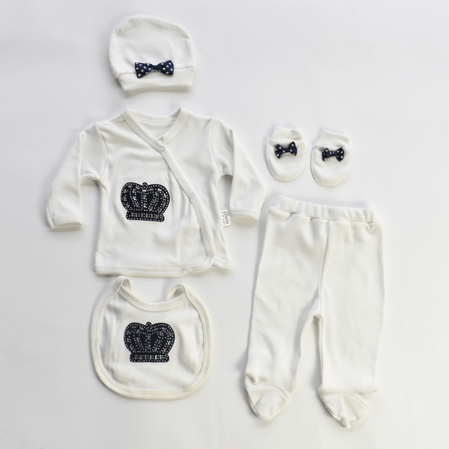 Ensemble Pyjama Bébé 5 Pièces "Sweet King" – 100% Coton, Thème Royal & Nouveau-Né - Smiles shop