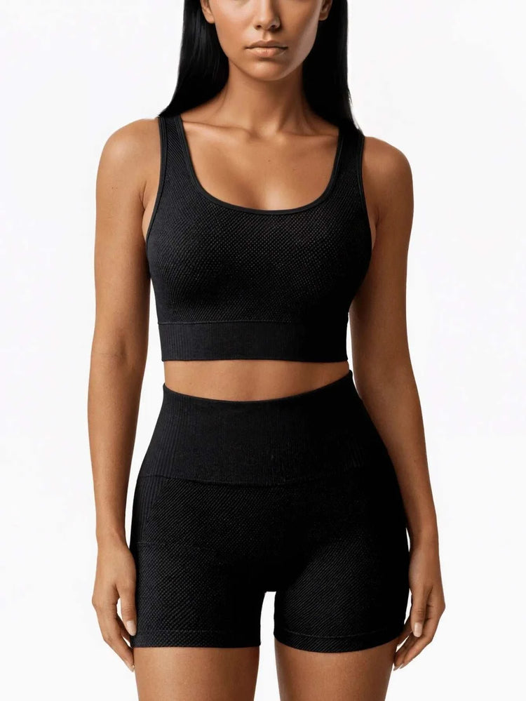 Ensemble Sport Femme Sans Couture 2 Pièces – Brassière & Short Yoga Taille Haute - Smiles shop
