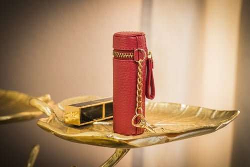 Étui Rouge à Lèvres en Cuir Véritable – Fixable sur Sac, Compact & Chic - Smiles shop