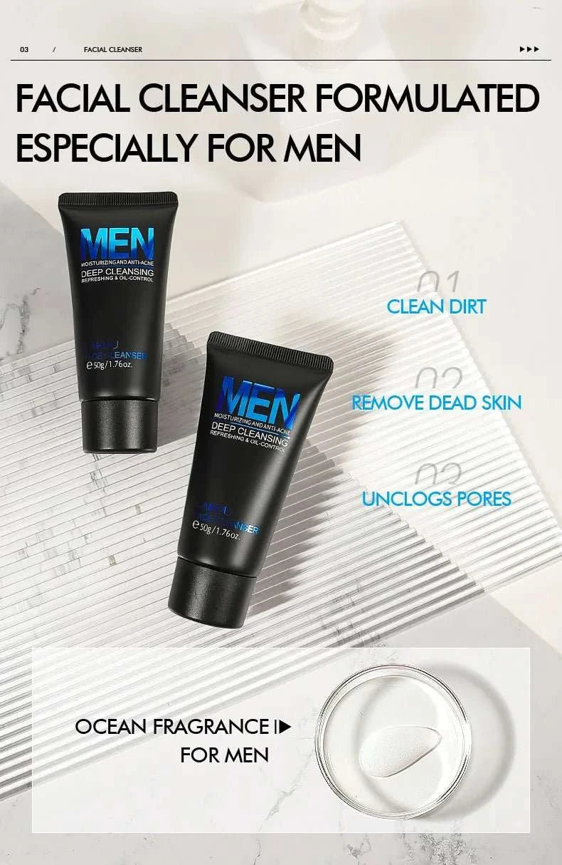 Gel nettoyant visage homme Laikou — Contrôle du sébum & hydratation, 50g - Smiles shop