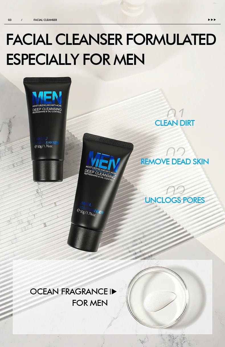 Gel nettoyant visage homme Laikou — Contrôle du sébum & hydratation, 50g - Smiles shop