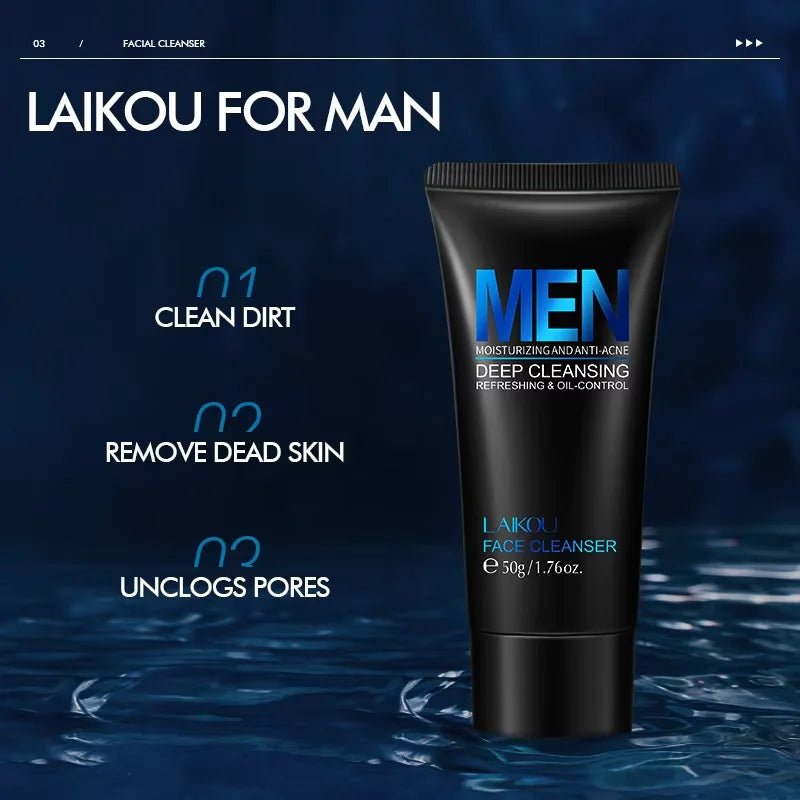 Gel nettoyant visage homme Laikou — Contrôle du sébum & hydratation, 50g - Smiles shop