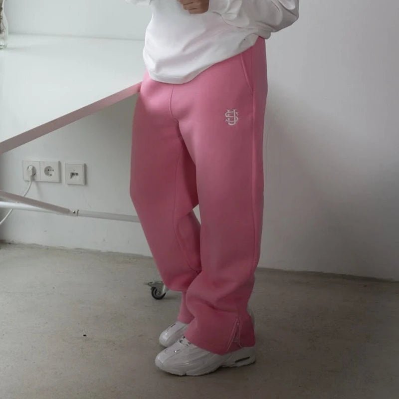 High Waist Y2K Sweatpants – Drawstring & Zipper Streetwear - Smiles shop
