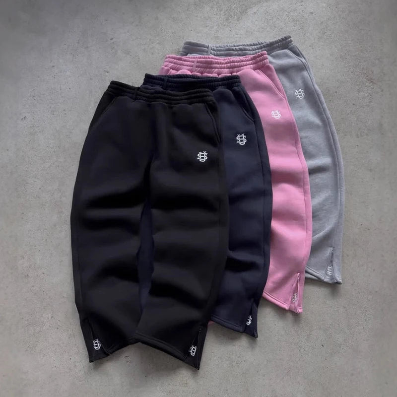 High Waist Y2K Sweatpants – Drawstring & Zipper Streetwear - Smiles shop