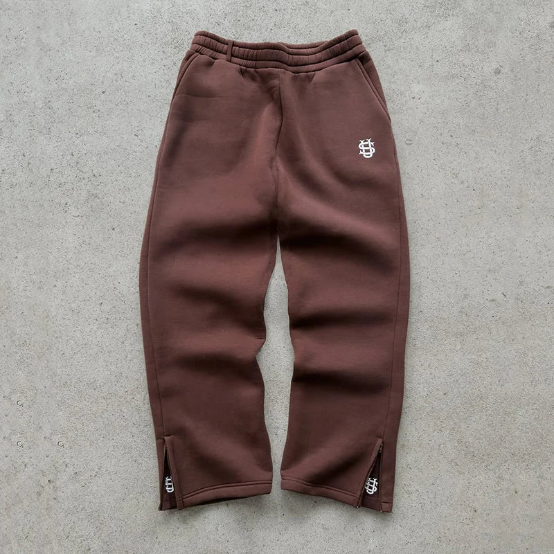 High Waist Y2K Sweatpants – Drawstring & Zipper Streetwear - Smiles shop