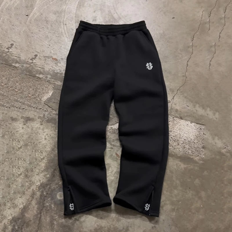 High Waist Y2K Sweatpants – Drawstring & Zipper Streetwear - Smiles shop