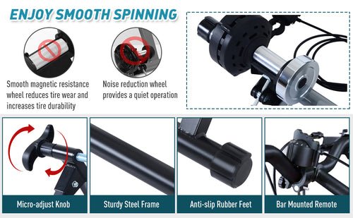 Home Trainer Vélo Magnétique Pliable – 5 Niveaux Résistance, Cadre Acier, Compatible 26"-28" & 700C - Smiles shop