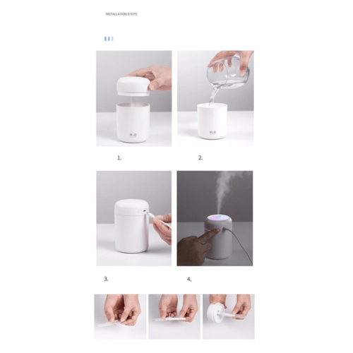 Humidificateur Diffuseur Huiles Essentielles USB 300ml – Veilleuse Colorée, Voiture & Maison - Smiles shop