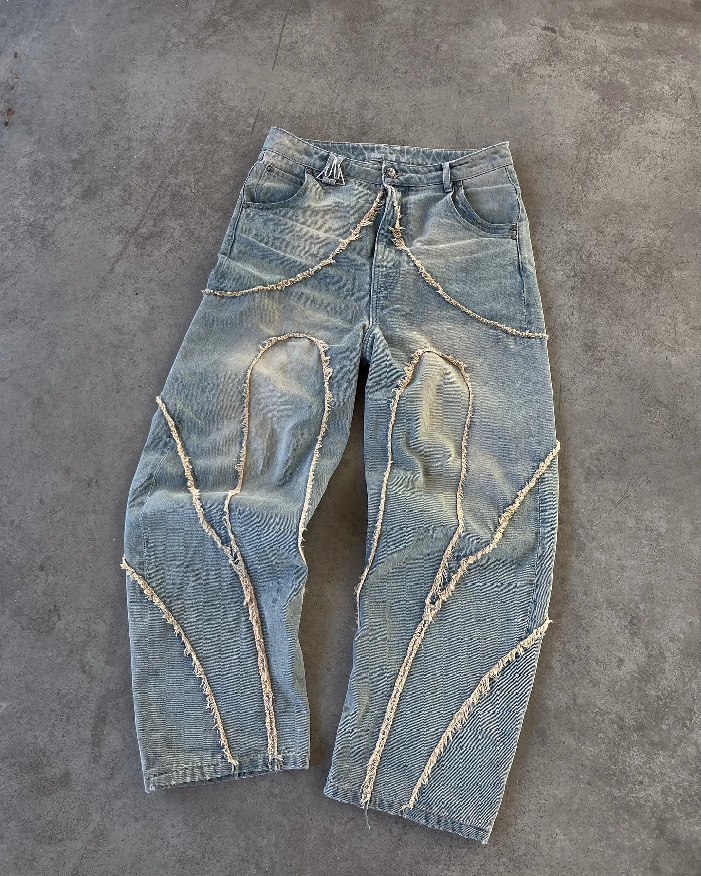 Jean Baggy Gothic Y2K Homme – Brodé Patchwork Bords Bruts - Smiles shop