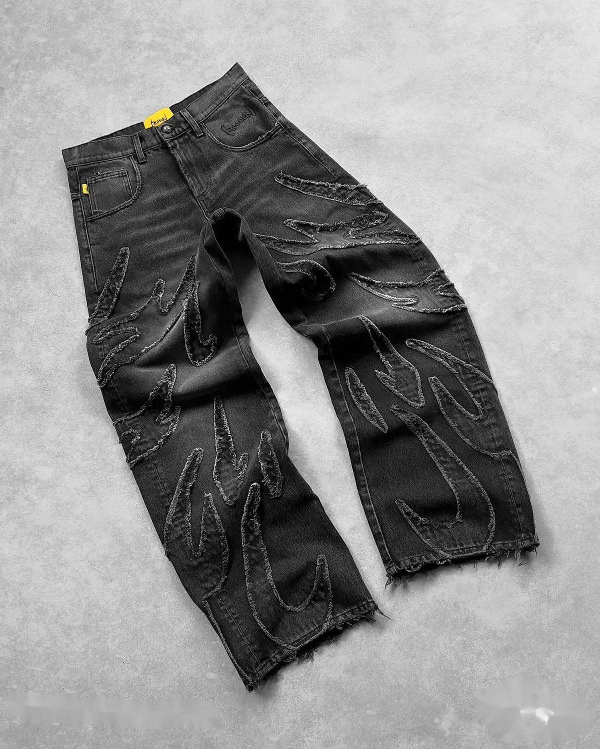 Jean Baggy Gothic Y2K Homme – Brodé Patchwork Bords Bruts - Smiles shop