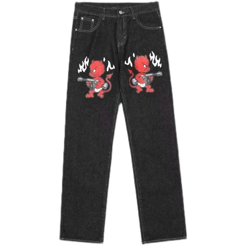 Jean Baggy Gothic Y2K Homme – Brodé Patchwork Bords Bruts - Smiles shop