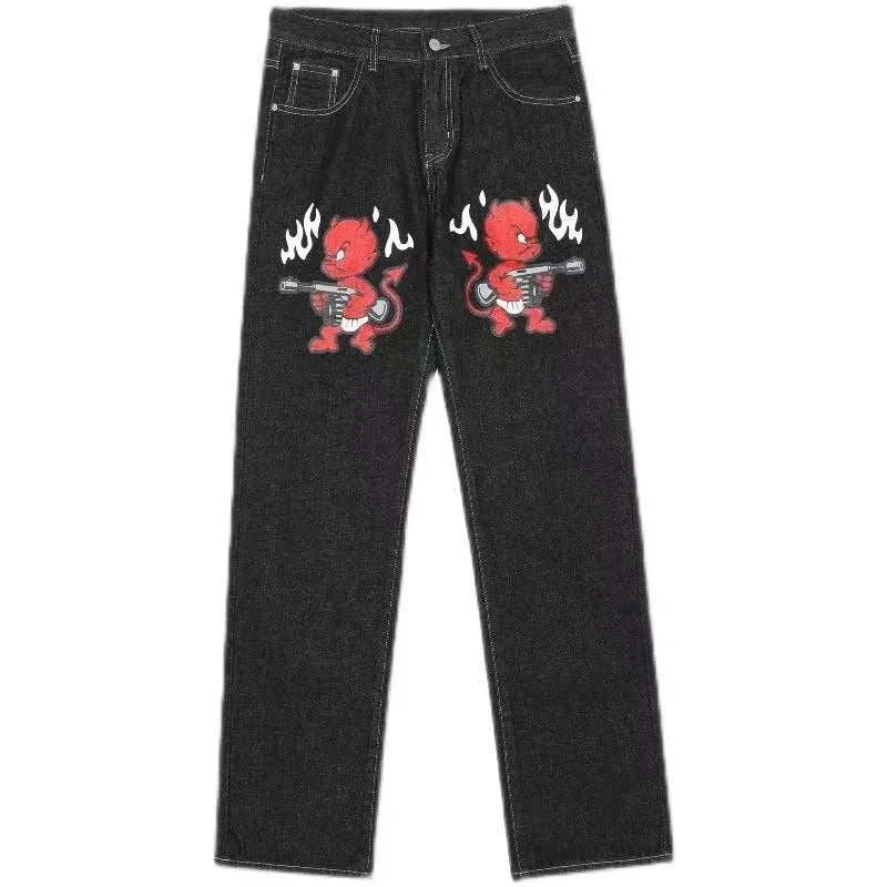 Jean Baggy Gothic Y2K Homme – Brodé Patchwork Bords Bruts - Smiles shop