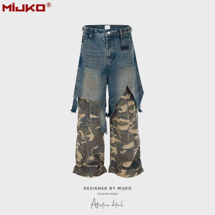 Jean Flare Camo Y2K Homme – Style Harajuku High Street - Smiles shop