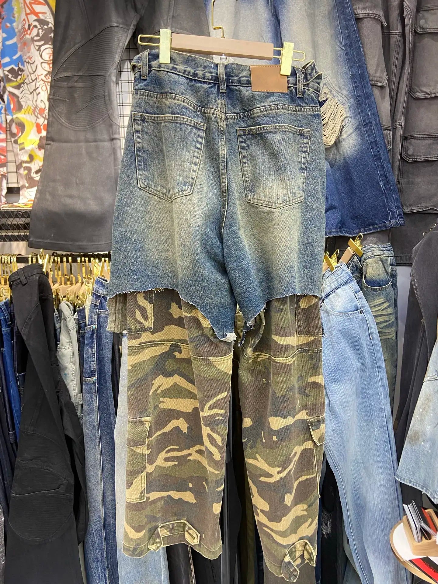 Jean Flare Camo Y2K Homme – Style Harajuku High Street - Smiles shop