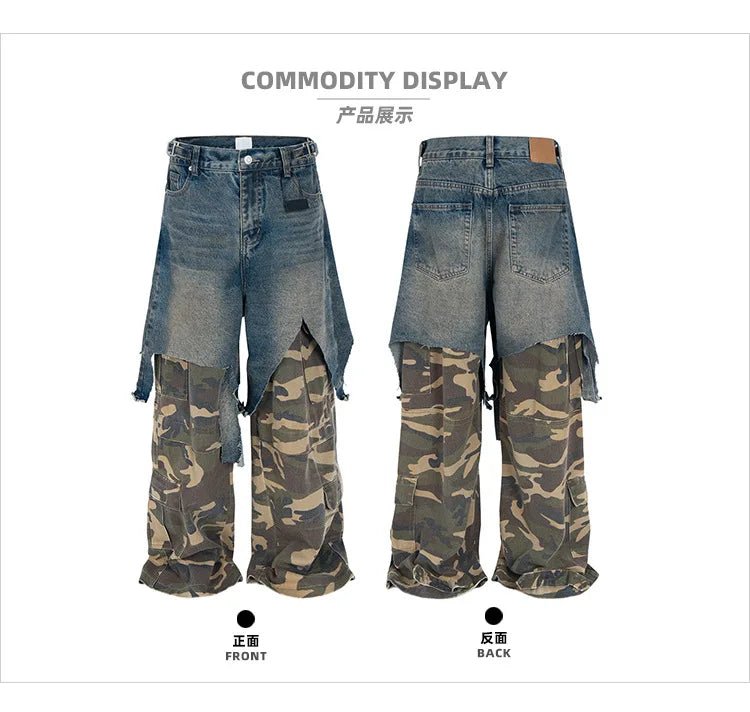 Jean Flare Camo Y2K Homme – Style Harajuku High Street - Smiles shop