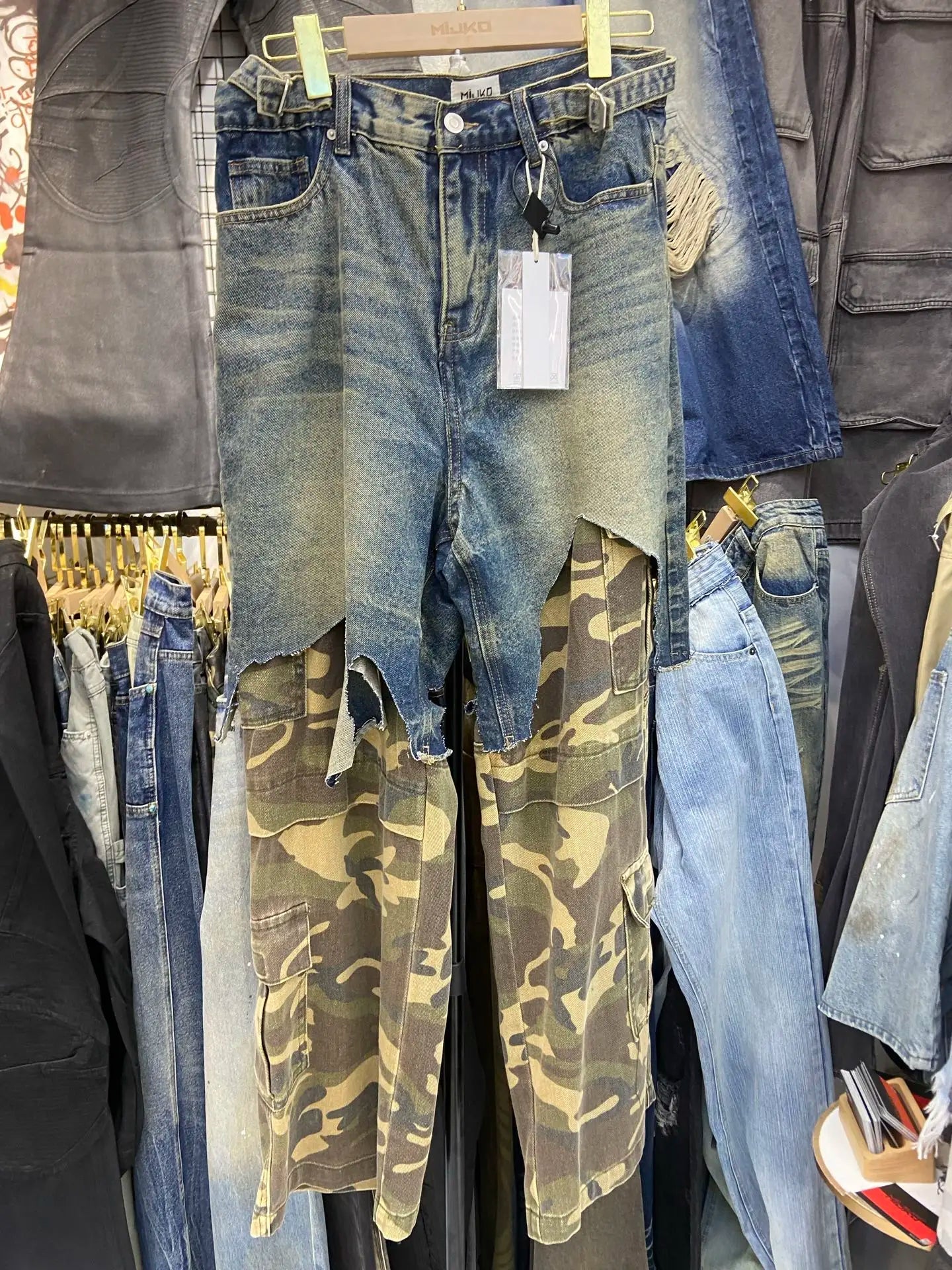 Jean Flare Camo Y2K Homme – Style Harajuku High Street - Smiles shop