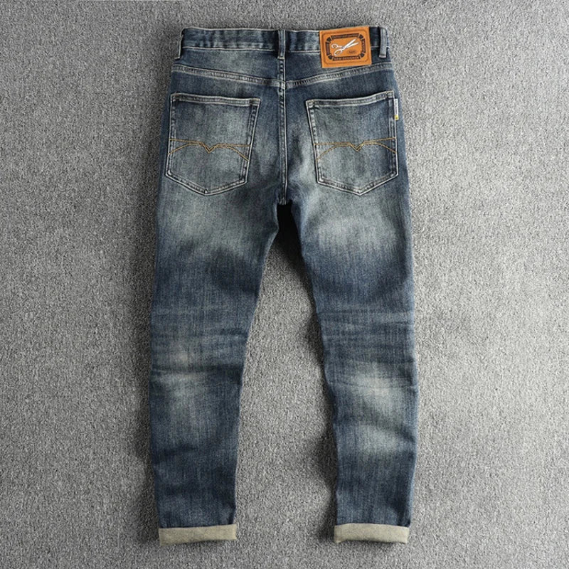 Jean Slim Brodé Retro Homme – Style Chic Premium - Smiles shop
