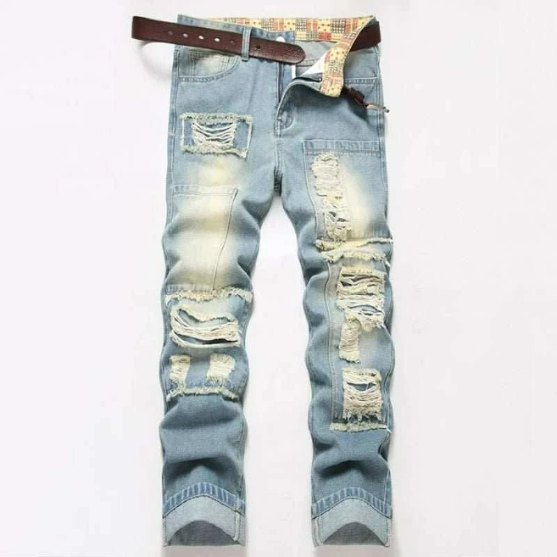 Jean Slim Déchiré Bleu Clair Homme – High Street Retro Wash - Smiles shop